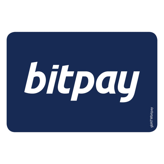 Single Network Decal, Bitpay Blue. 3 inches by 2 inches in size.