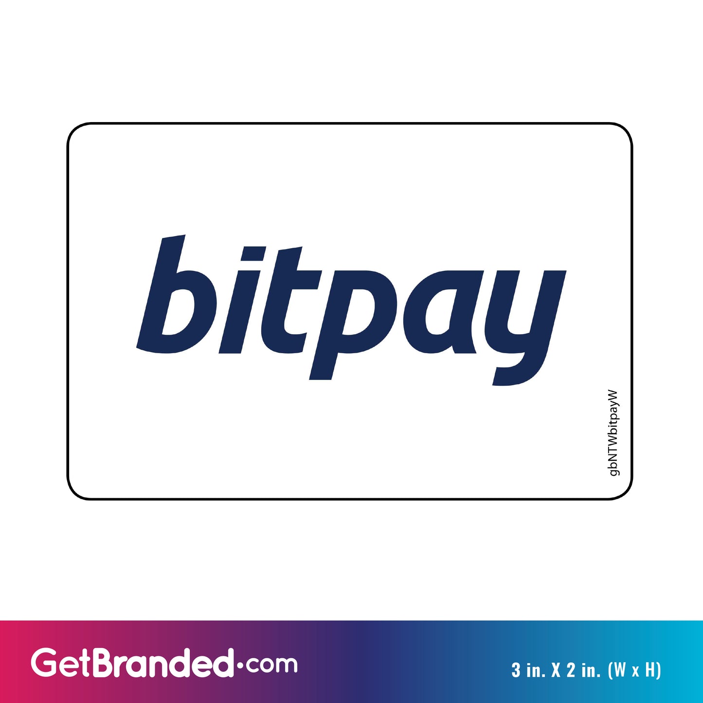 Single Network Decal, Bitpay Decal size guide. 3 inches by 2 inches in size.