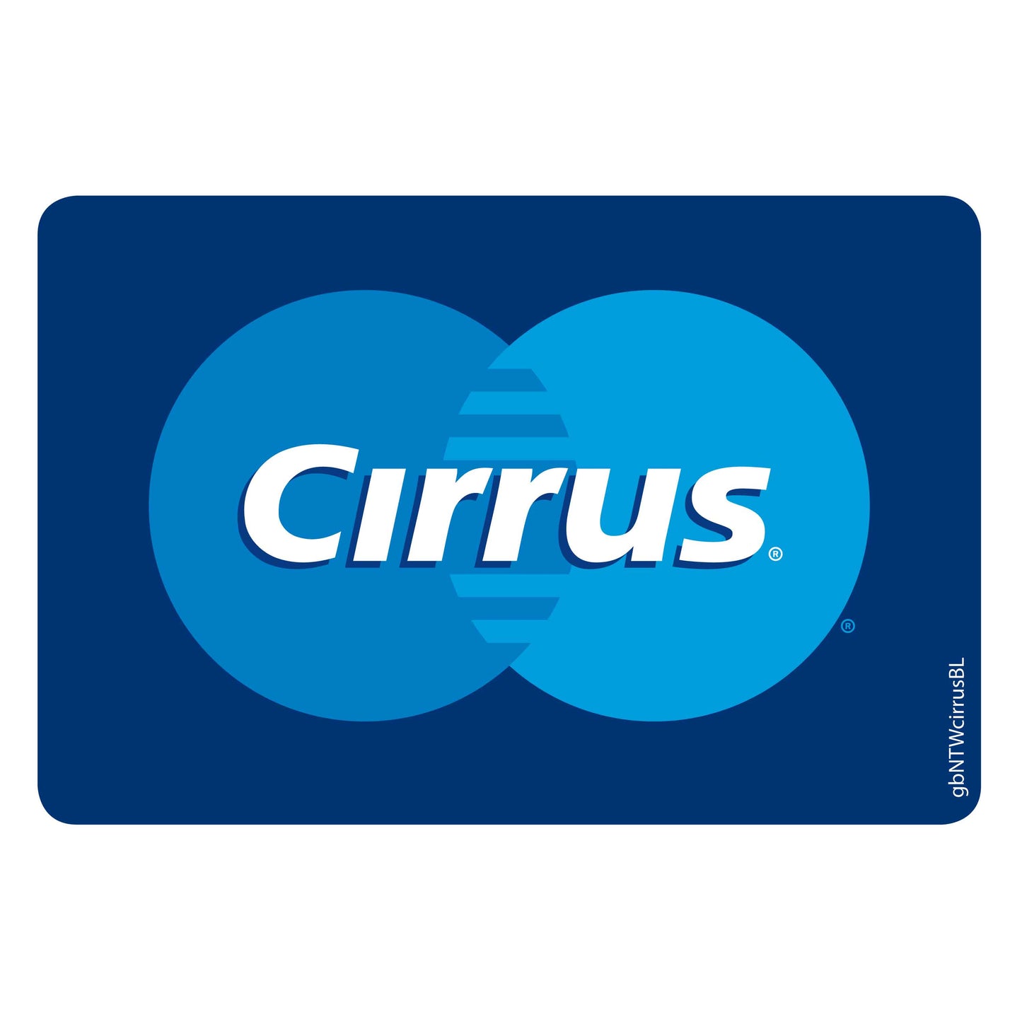 Single Network Decal, Cirrus Network. 3 inches by 2 inches in size.