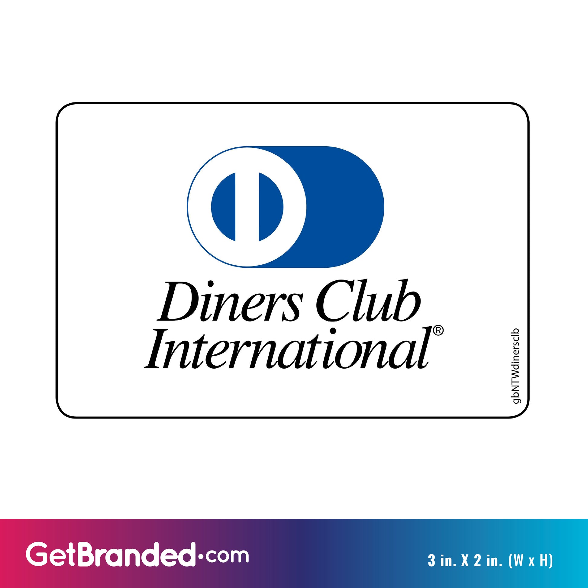 Single Network Decal, Diners Club International size guide.