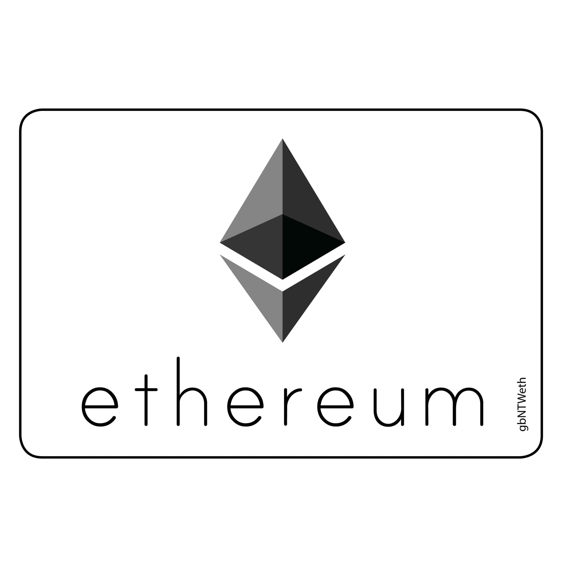 Single Network Decal, Ethereum. 3 inches by 2 inches in size. 