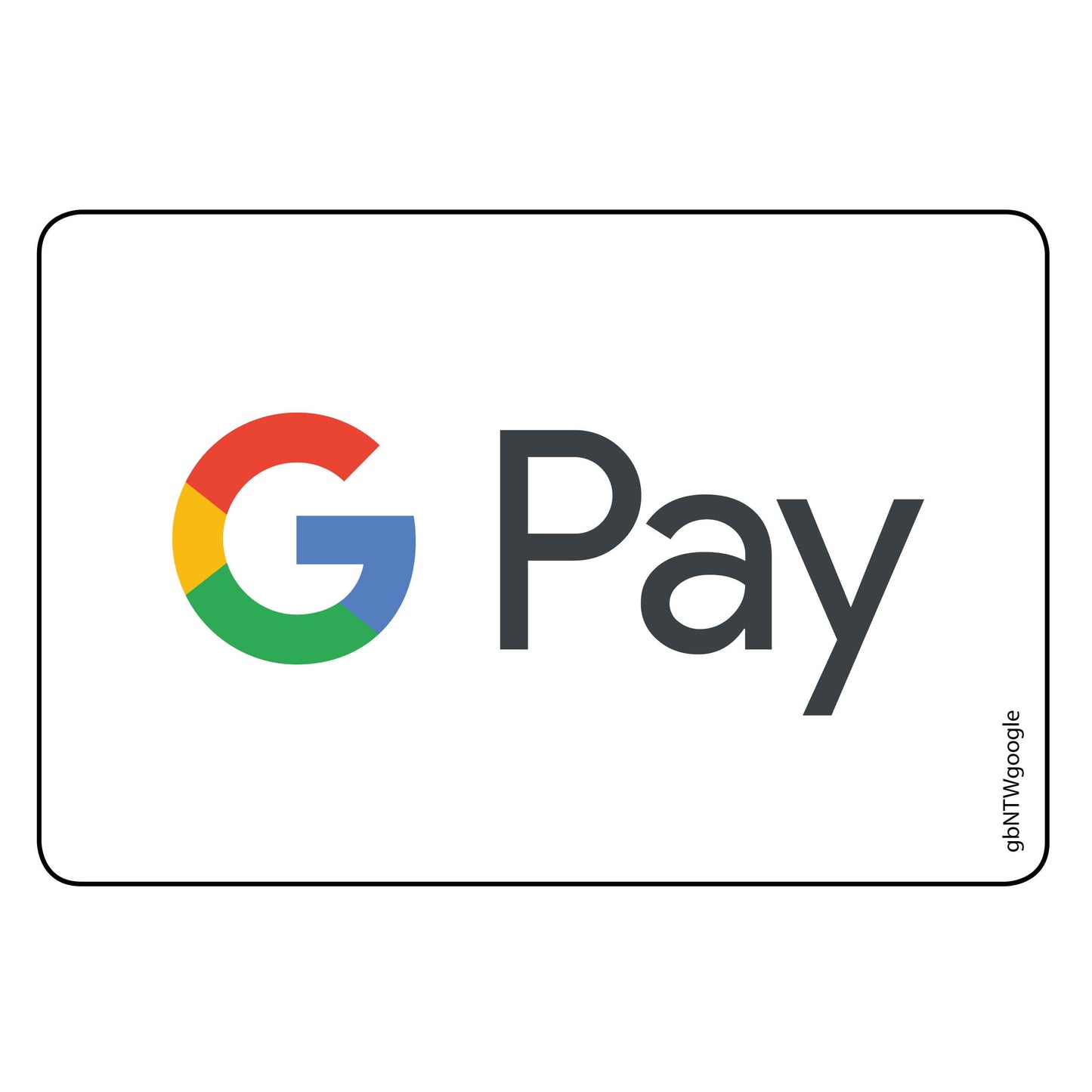 Single Network Decal, Google Pay. 3 inches by 2 inches in size.