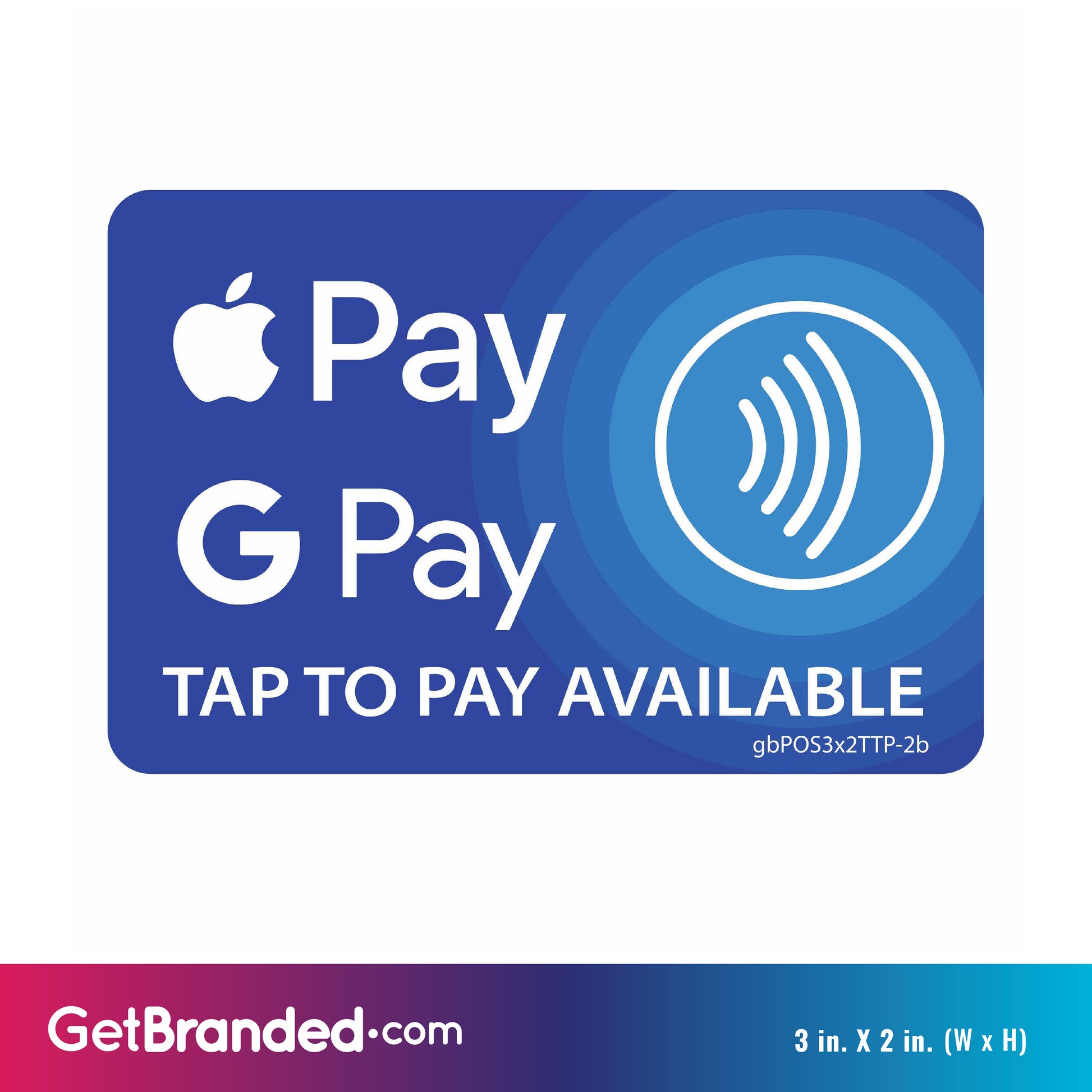 Tap to Pay Decal Blue size guide.