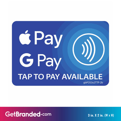 Tap to Pay Decal Blue size guide.