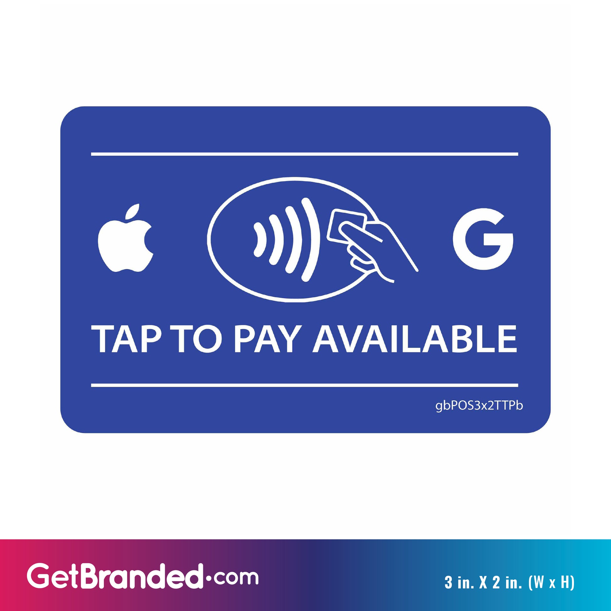 Tap to Pay Available Decal Blue size guide.