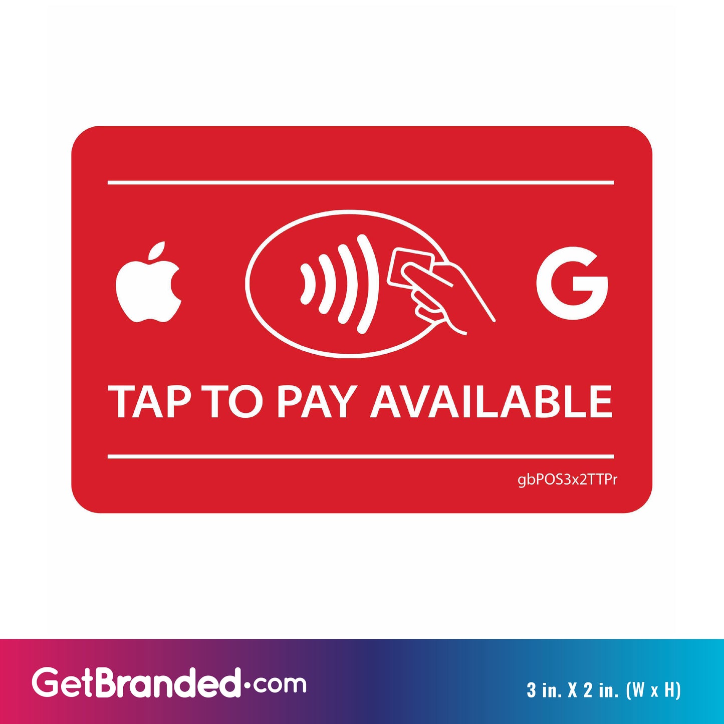 Tap to Pay Available Decal Red size guide.