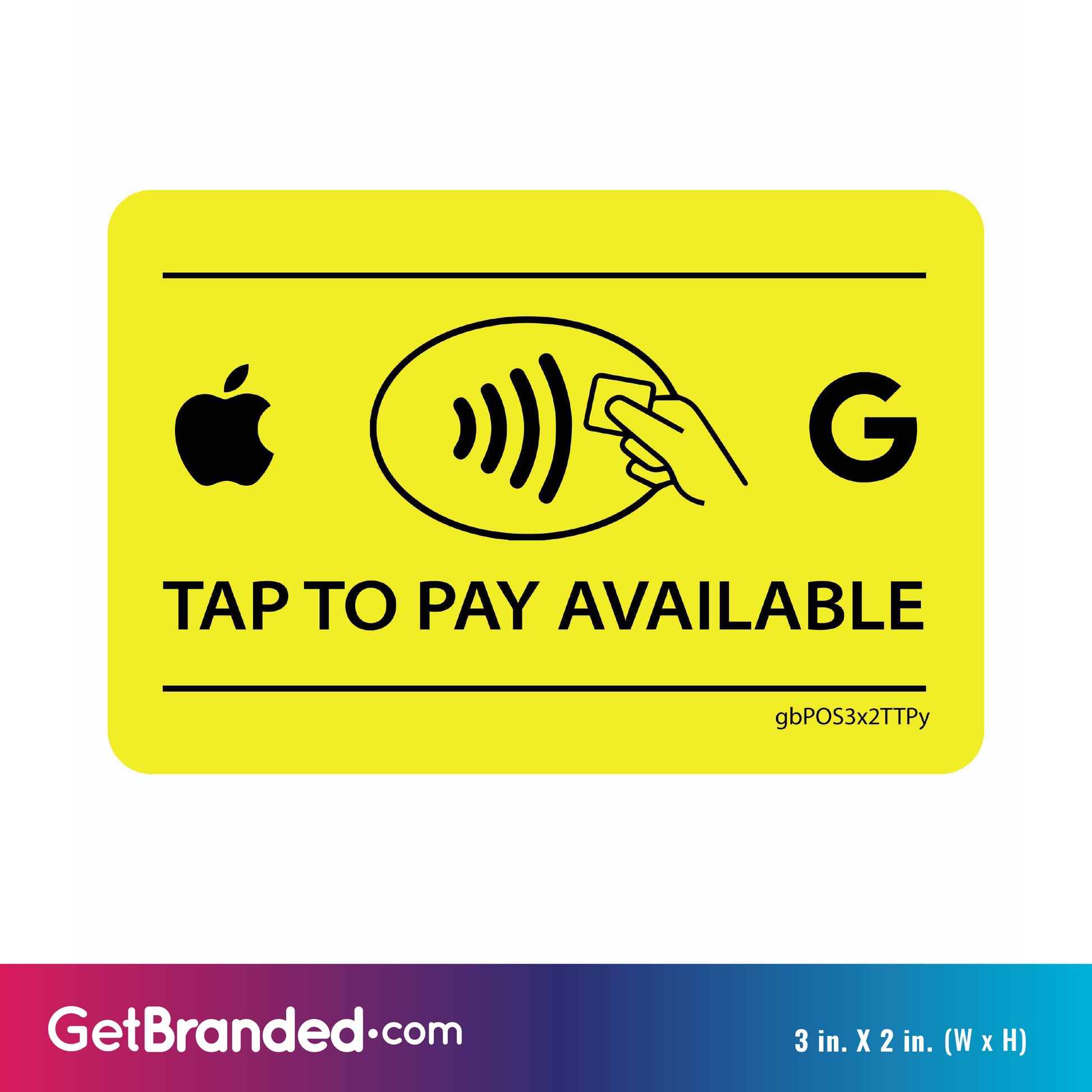 Tap to Pay Available Decal Yellow size guide.