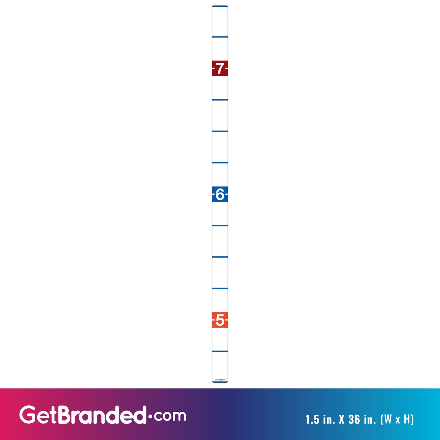 GetBranded.com-1.5" x 36" Security Height Marker size guide.