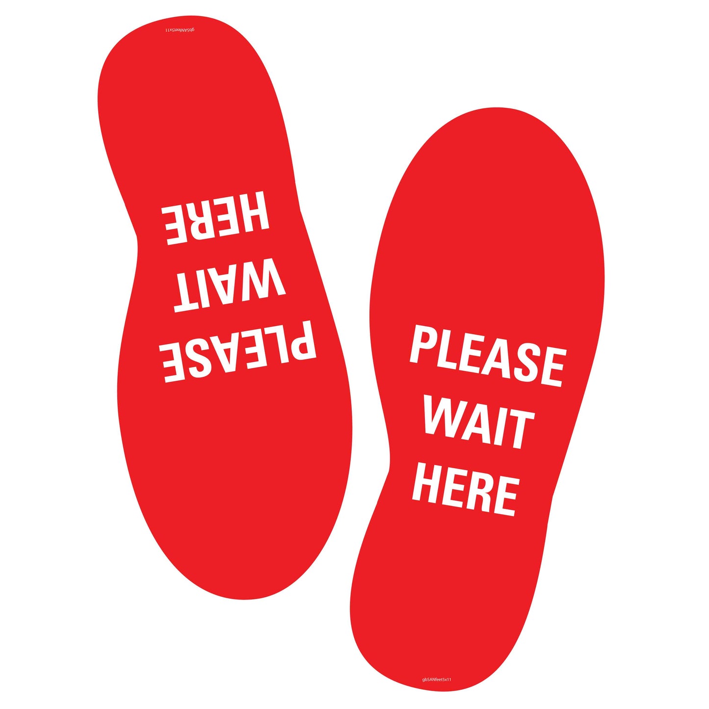 Social Distance Stand Here Feet Decal. 5 inches by 11 inches in size. 