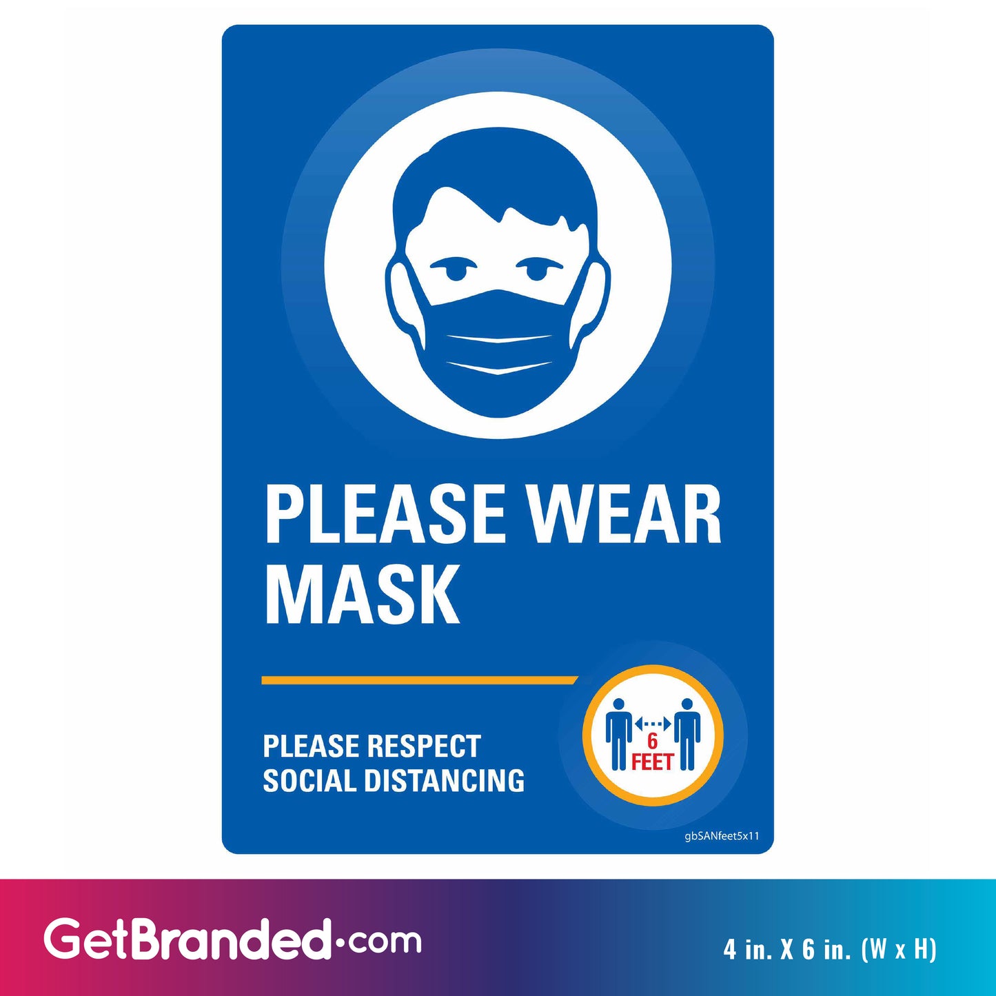 Wear a Mask Decal size guide.