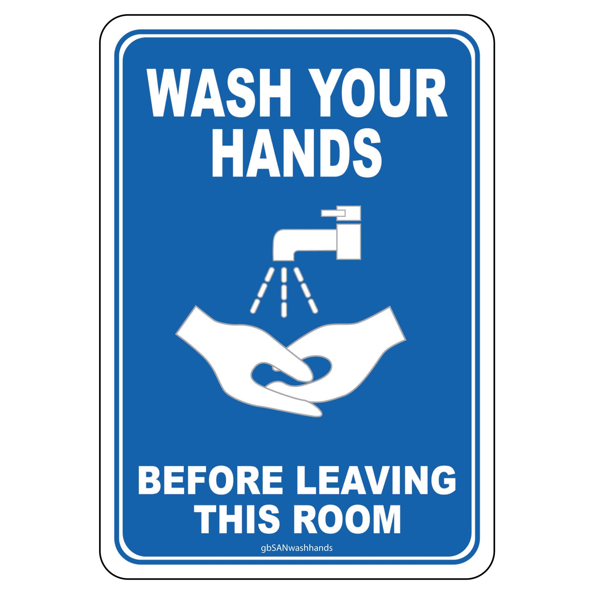 Wash Hands Before Leaving this Room Decal. 3.5 inches by 5 inches in size. 