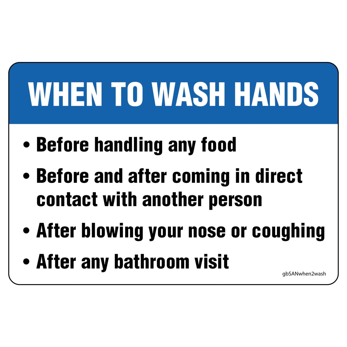 When to Wash Your Hands Decal. 3 inces by 5 inches in size.