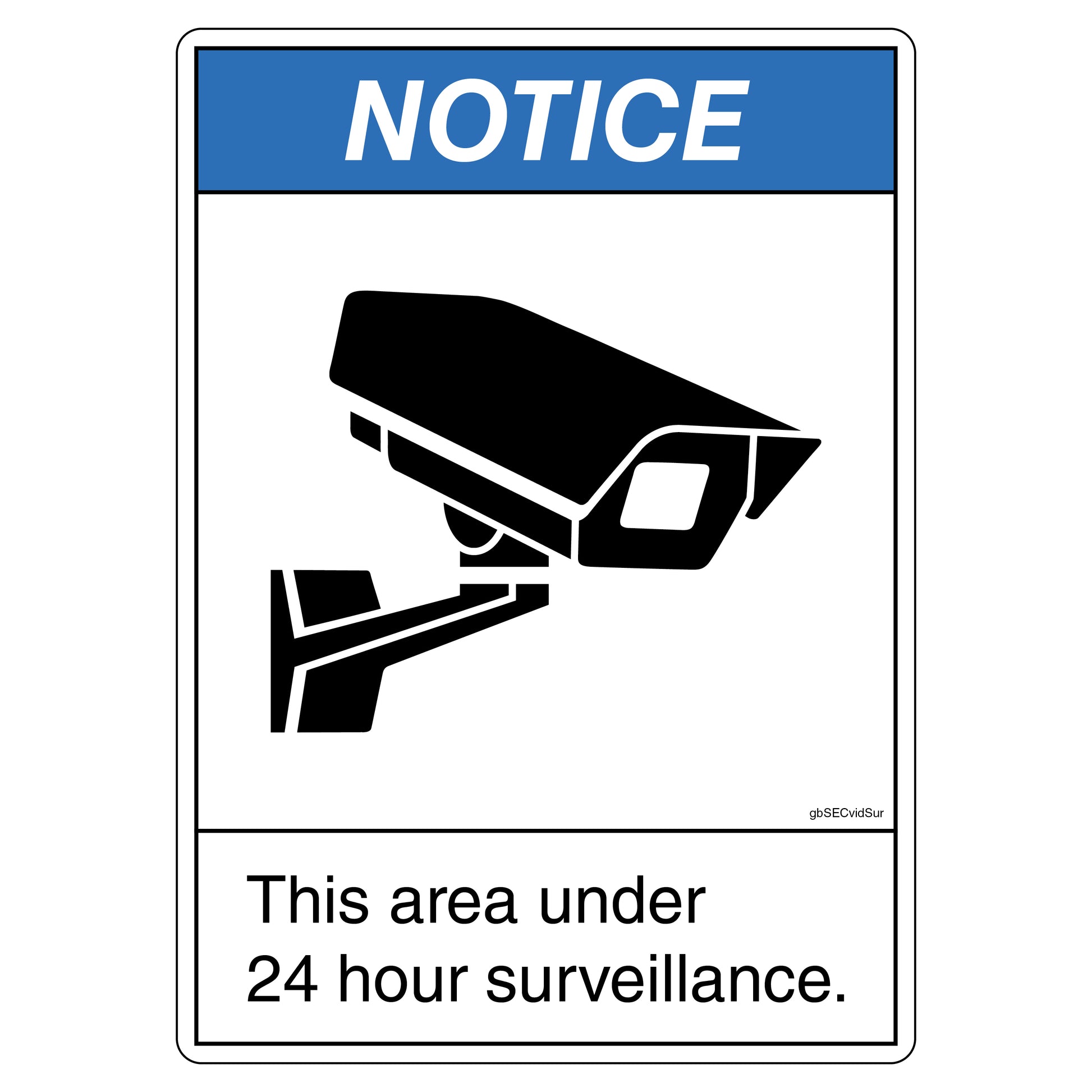Under 24 Hour Surveillance Decal: Multiple Sizes.  Enhance security with our versatile "Under 24 Hour Surveillance" sticker. Available in various sizes, this decal boasts a durable UV-protected Sharkskin® finish. Its user-friendly application and robust design ensure suitability for both indoor and outdoor use.