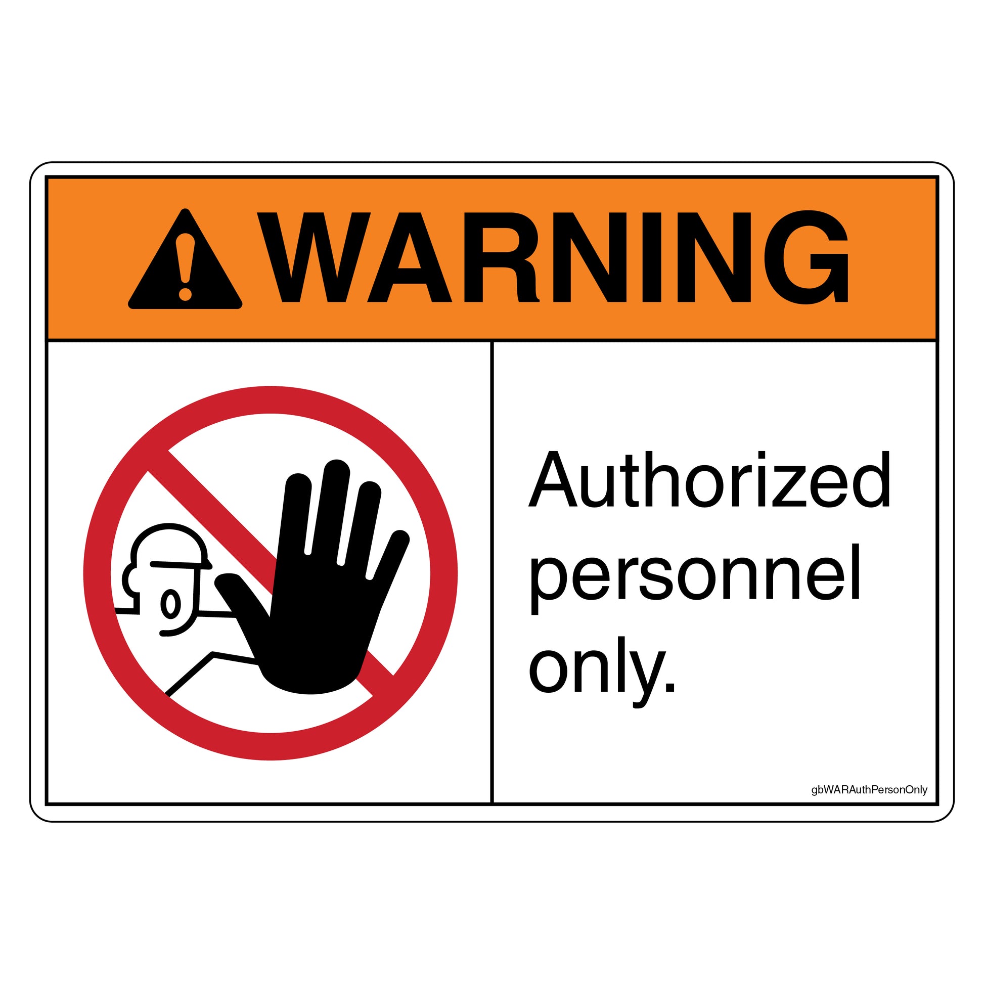 Warning Authorized Personnel Only Decal. 4 inches by 3 inches in size.