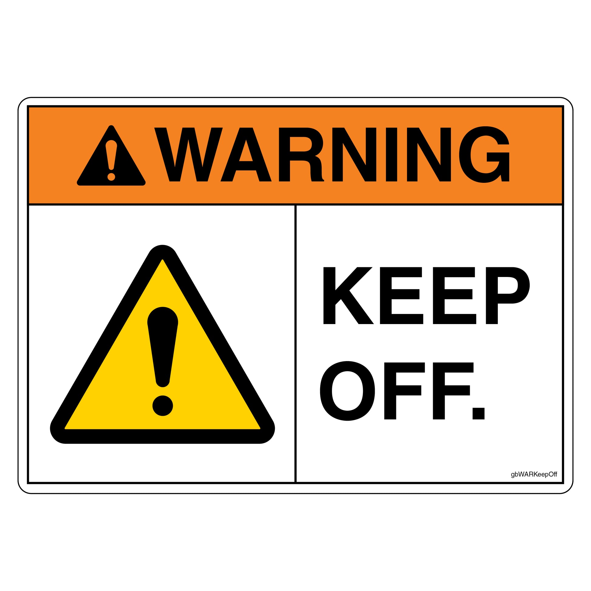 Warning Keep Off Decal. 4 inches by 3 inches in size.