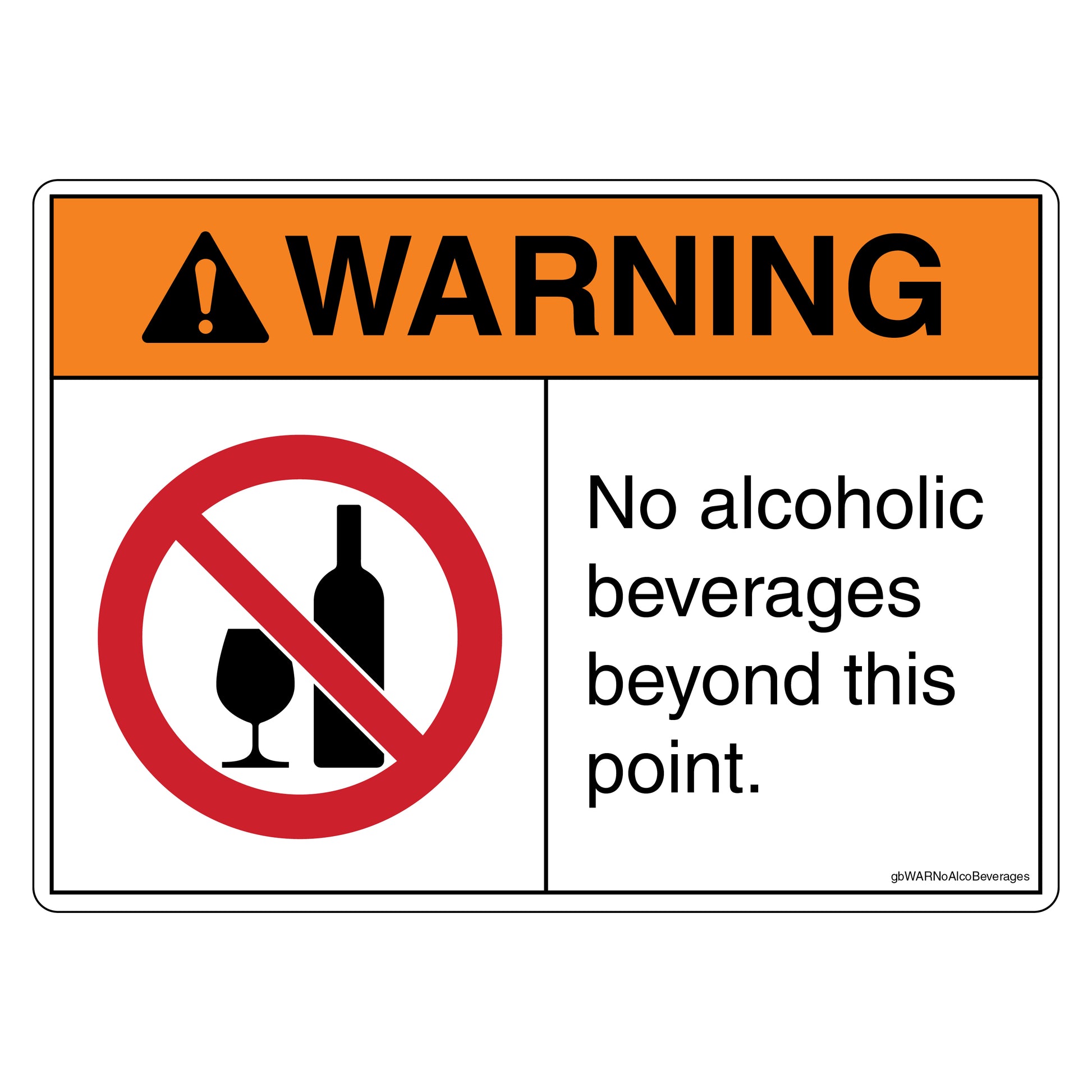 Warning No Alcoholic Beverages Beyond This Point Decal. 4 inches by 3 inches in size.